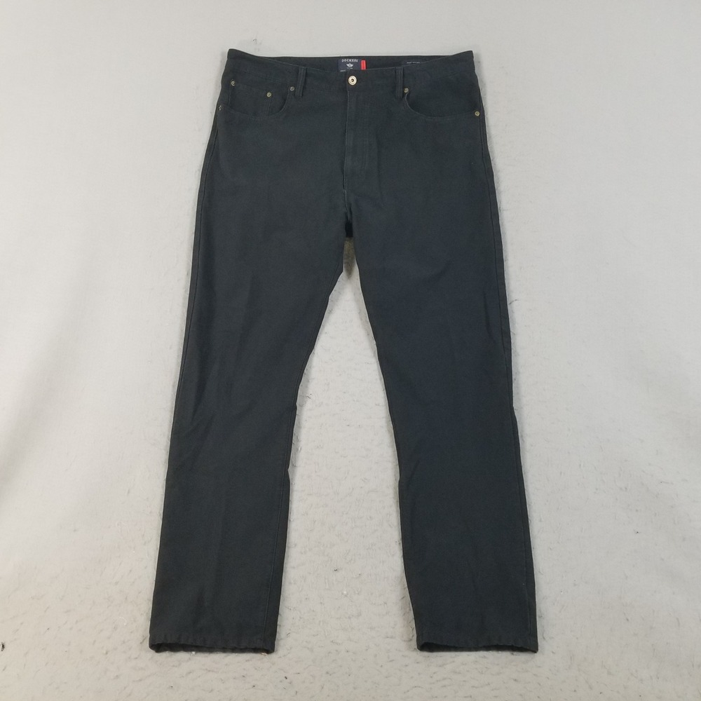 Dockers Pants Mens 38 Black Smart 360 Knit Straight Fit Stretch A1316-0002 38x32